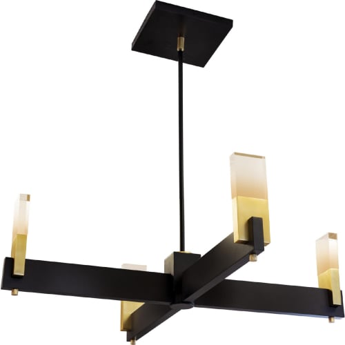 Denzel Chandelier in Black Aluminum, Brass & Clear Acrylic